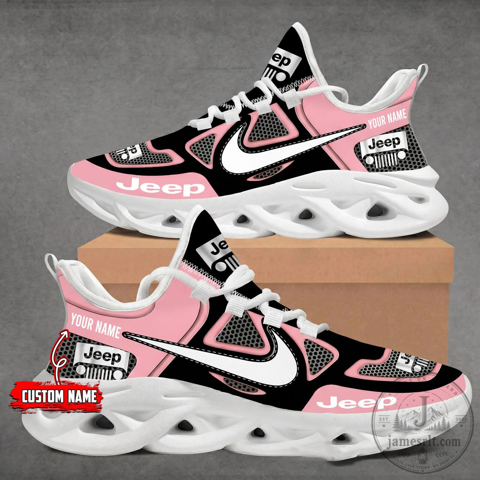 Custom Name Jeep Logo Red and Black Athletic Sneakers Running Shoes 24 Custom Name Jeep Logo Red and Black Athletic Sneakers Running Shoes