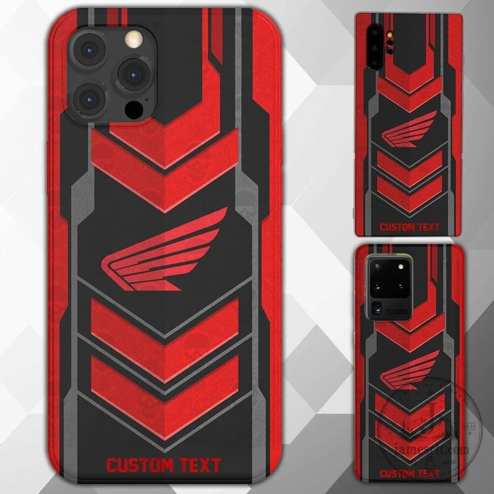 Honda Motorcycle Logo Red Black Custom Text Phone Case for iPhone Samsung Galaxy