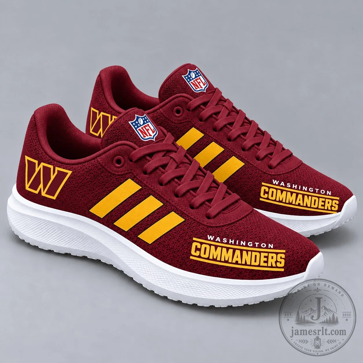 Washington Commanders NFL Football Team Logo Stripe Sport Sneakers 1 Washington Commanders NFL Football Team Logo Stripe Sport Sneakers
