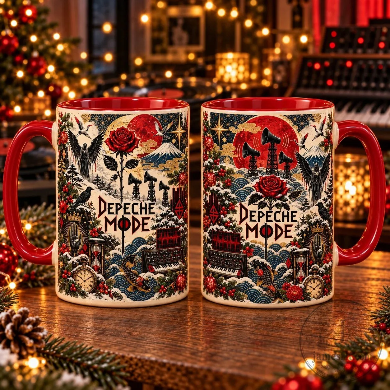 Depeche Mode Japanese Art Holiday Synth Rock Band Christmas Coffee Mug