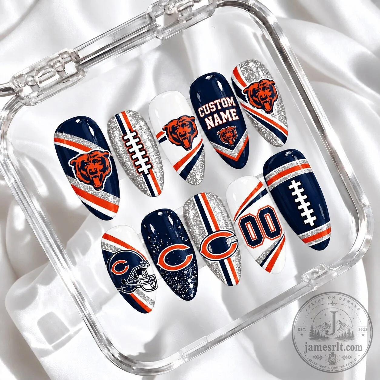 Chicago Bears NFL Football Team Custom Press-On Nails Set