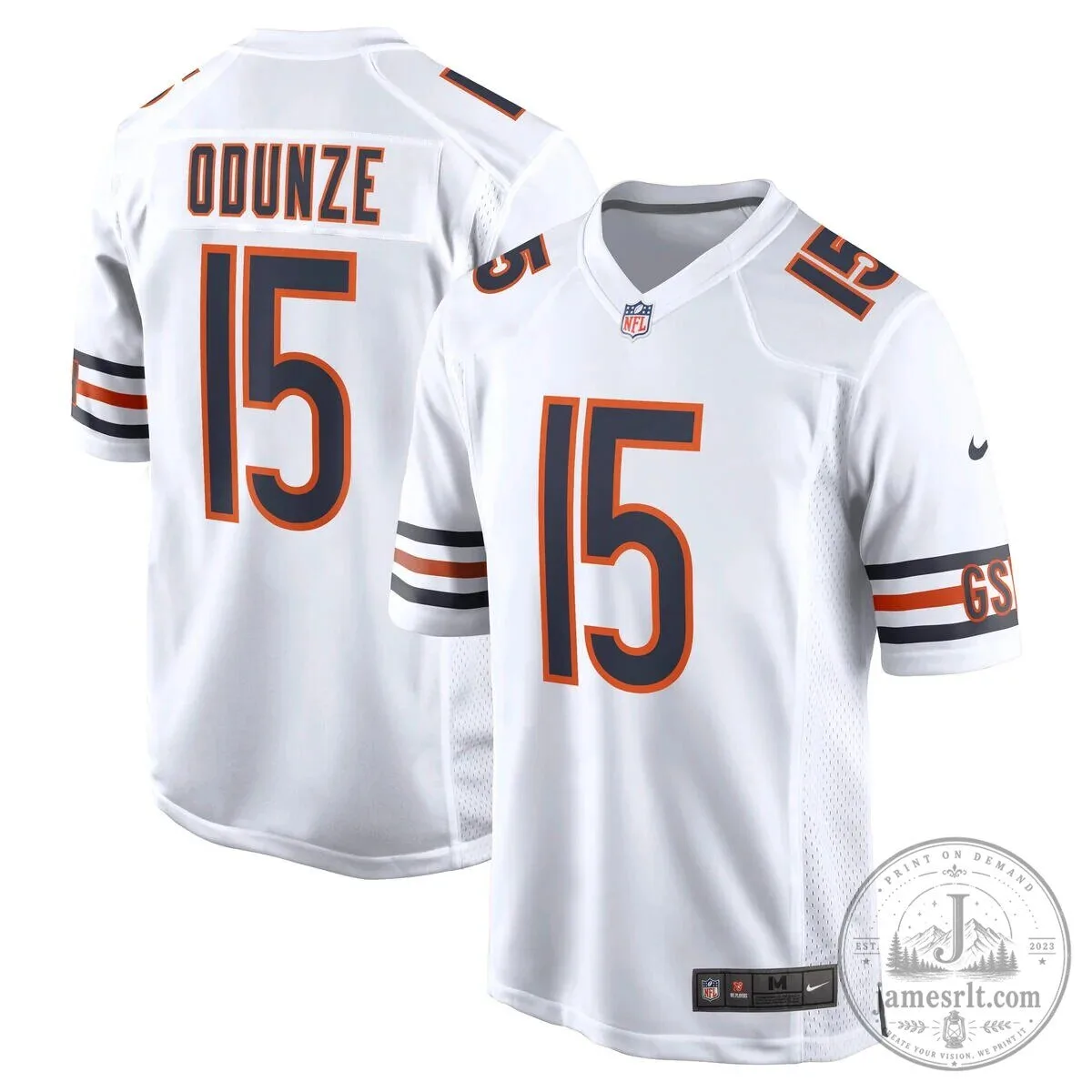 Rome Odunze Chicago Bears Nike White Game Football Jersey