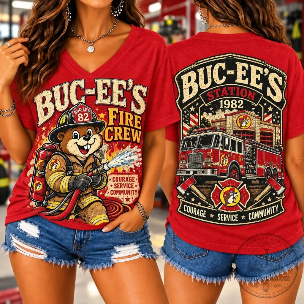Buc-ee's Fire Crew Beaver Mascot Courage Service Community T-Shirt Buc-ee's Fire Crew Beaver Mascot Courage Service Community T-Shirt