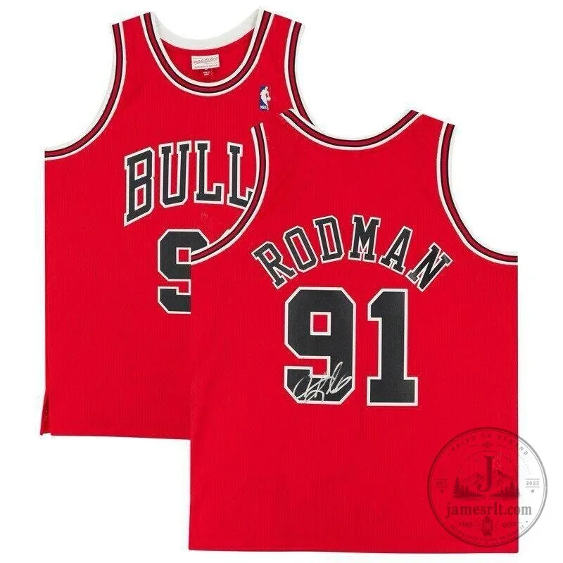 Chicago Bulls Dennis Rodman Red Basketball Jersey Number 91