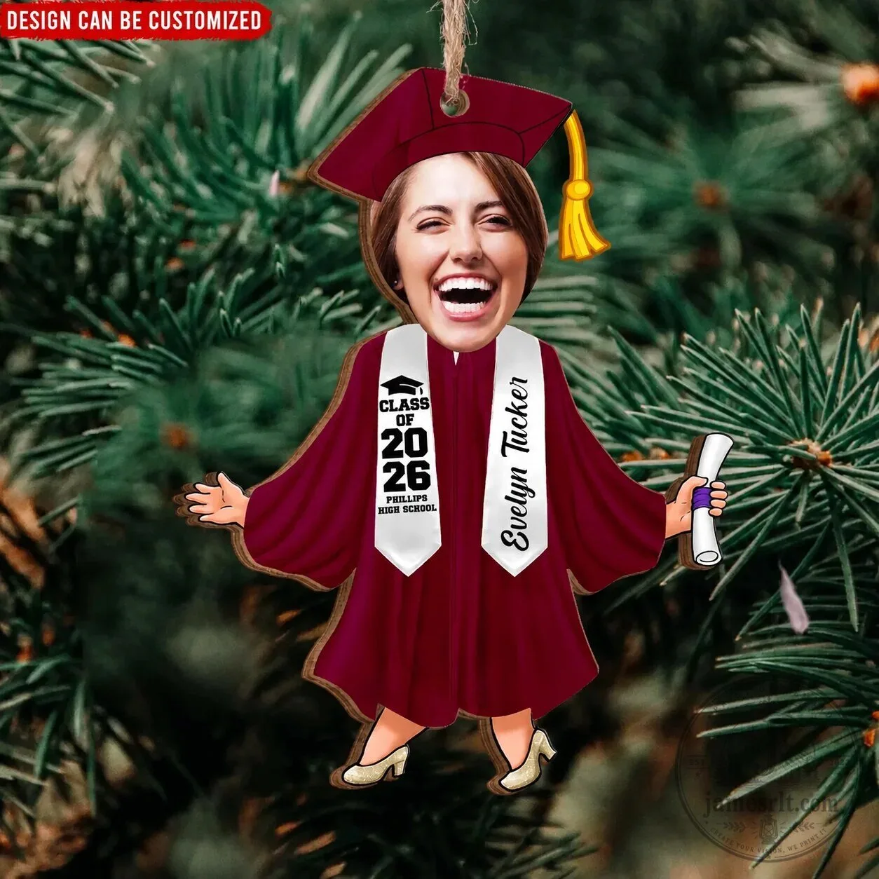 Personalized Graduation Caricature Ornament, Custom Photo Graduate Keepsake Gift