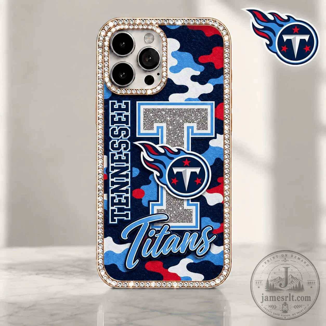Tennessee Titans NFL Football Camouflage Glitter Bling iPhone Phone Case