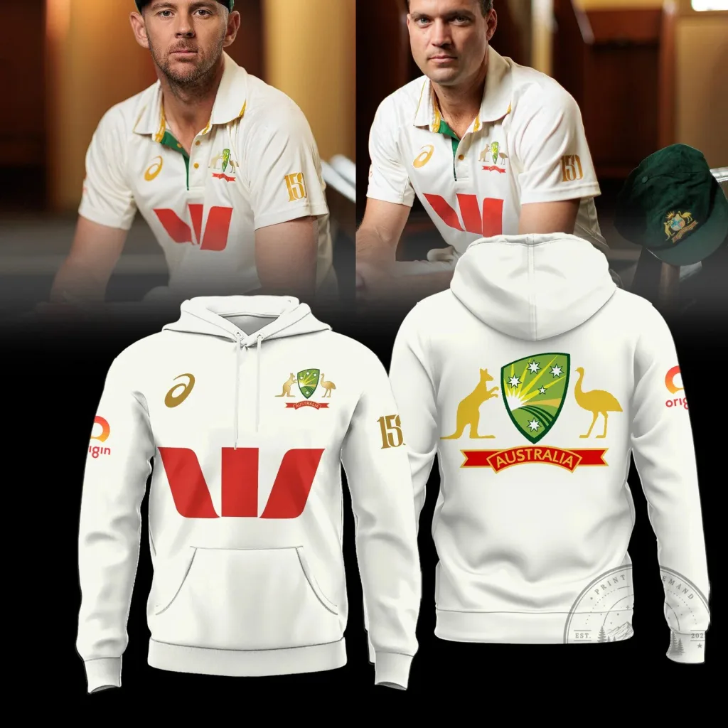 Cricket Australia 150th Anniversary Test Match White Hoodie Cricket Australia 150th Anniversary Test Match White Hoodie
