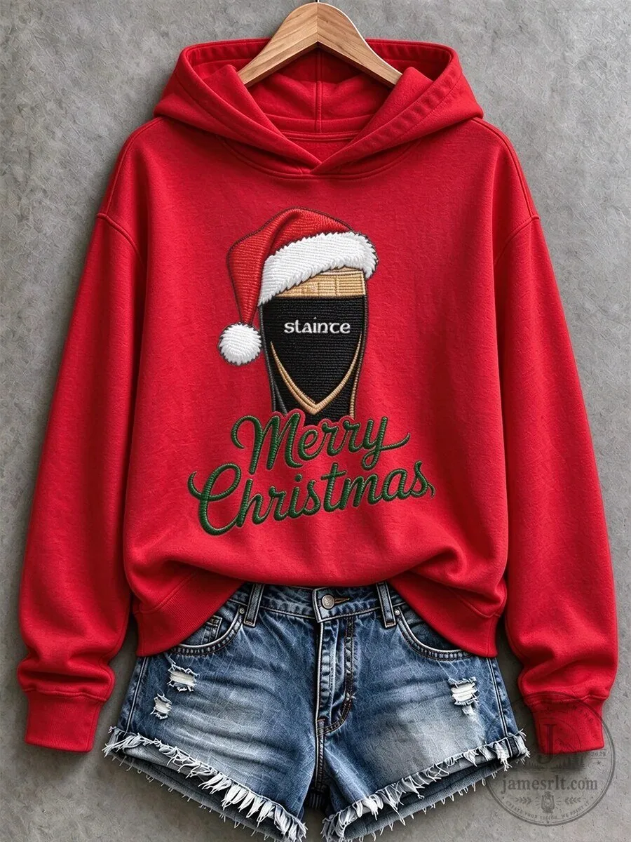 Staince Merry Christmas Irish Holiday Red Hoodie