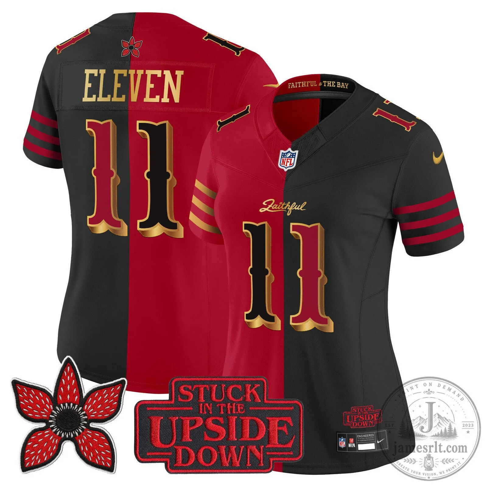 San Francisco 49ers Eleven Stranger Things Red Black Football Jersey