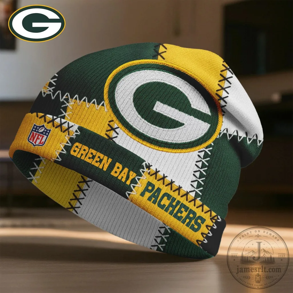 Green Bay Packers Patchwork Style NFL Football Team Winter Beanie Hat