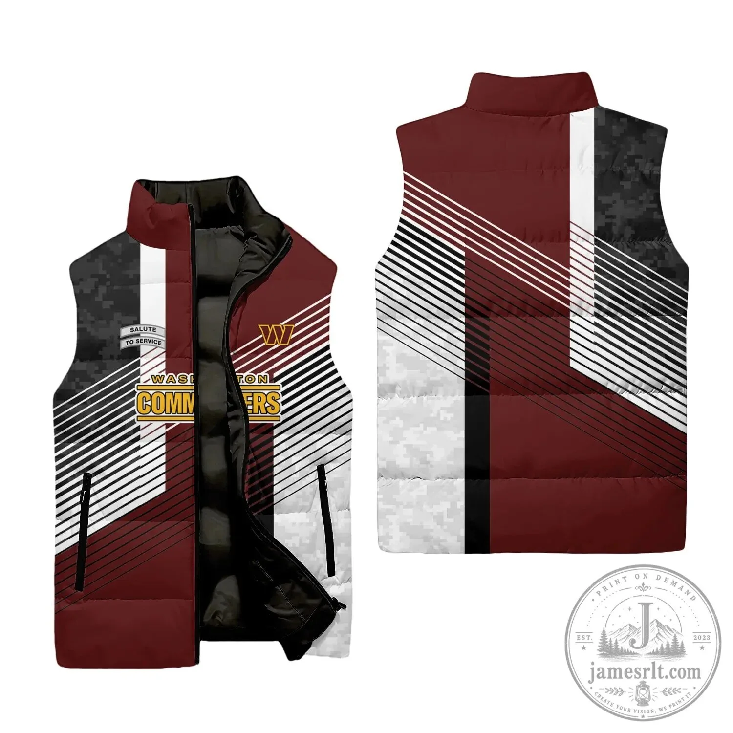 Sleeveless Puffer Jacket for Washington Commanders Salute to Service 1 Sleeveless Puffer Jacket for Washington Commanders Salute to Service