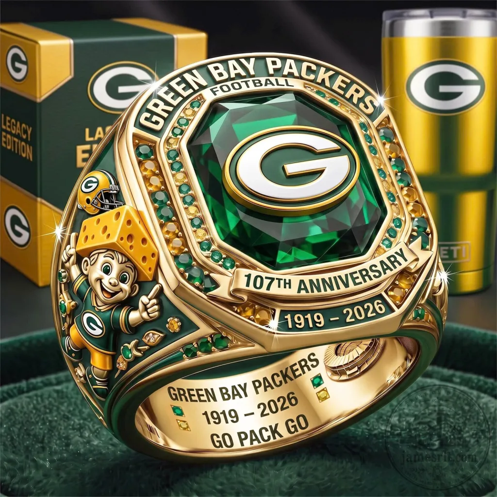 Green Bay Packers 107th Anniversary Football Championship Ring Green Bay Packers 107th Anniversary Football Championship Ring