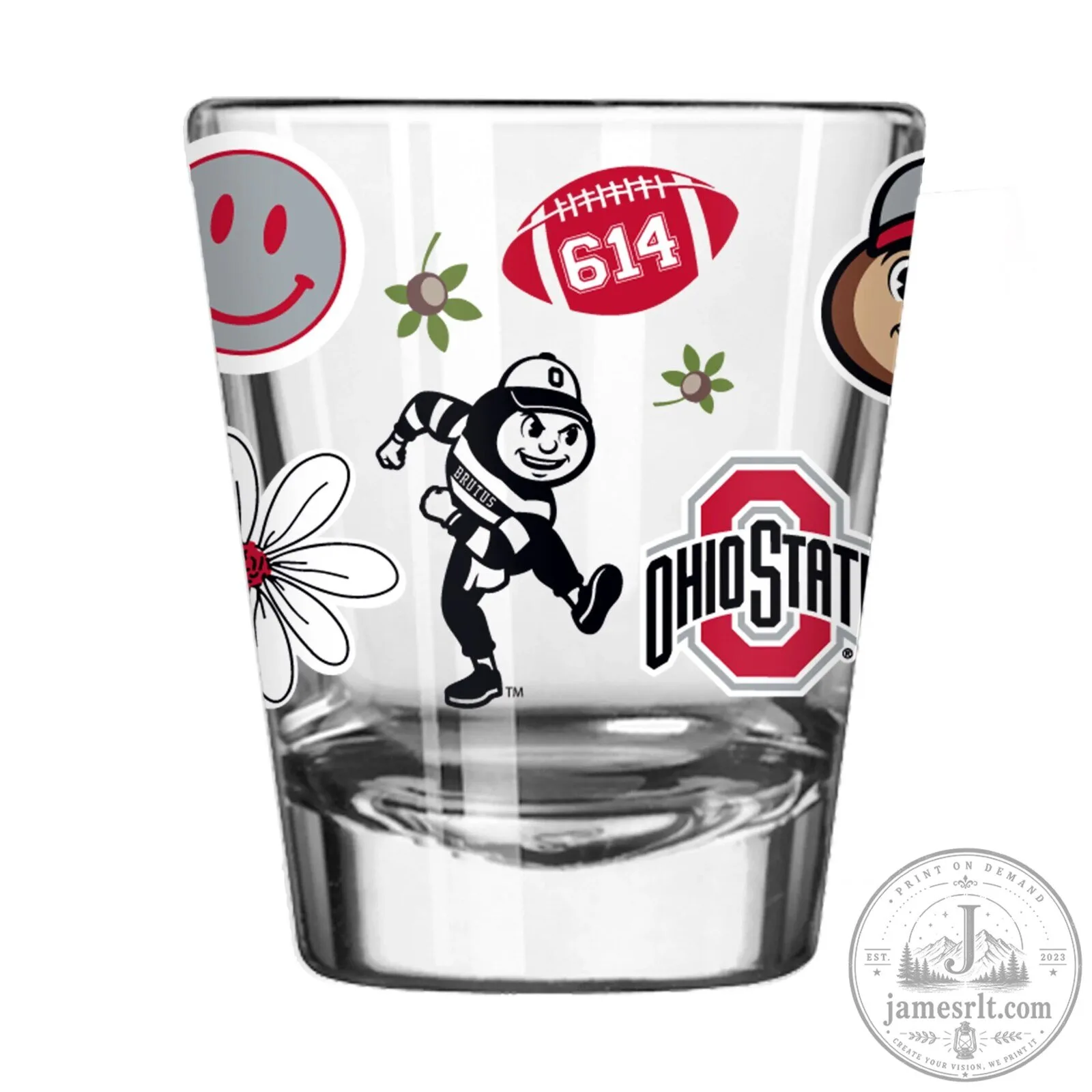 Ohio State Buckeyes Brutus Buckeye Football Team Logo Shot Glass