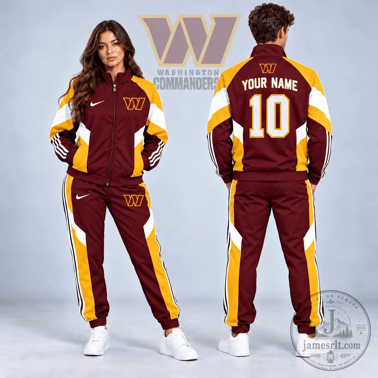 Washington Commanders Personalized Full Zip Track Jacket and Jogger Pants Set