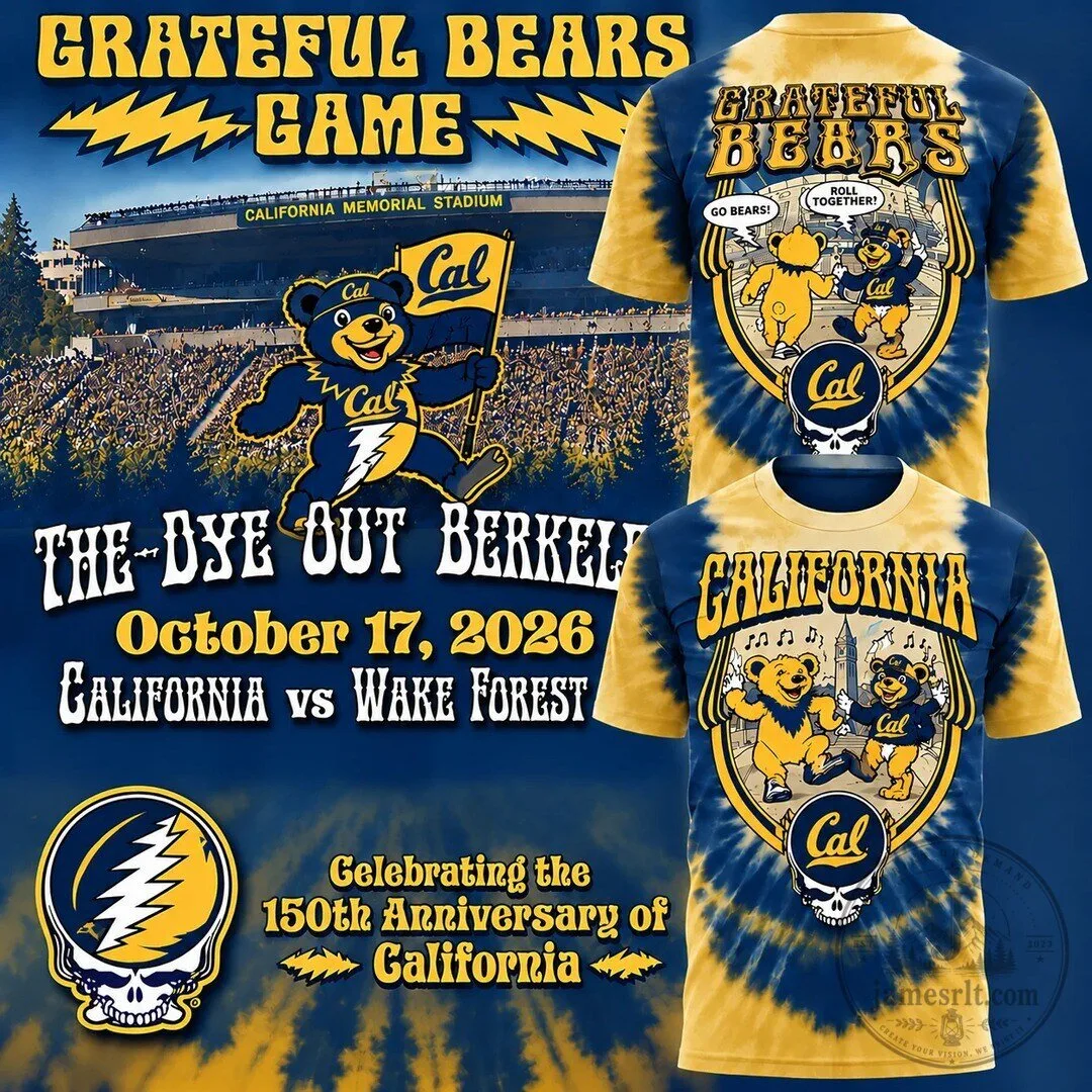 Game Day Tie Dye T-Shirt featuring California Golden Bears and Grateful Dead design