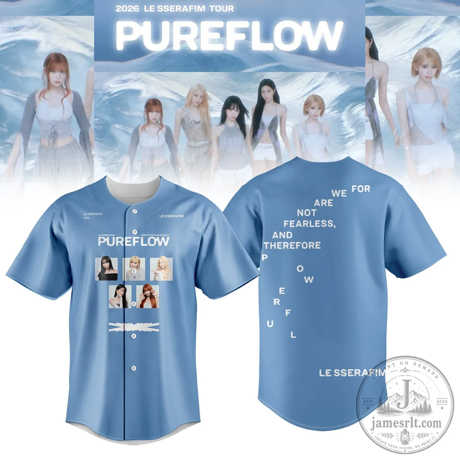 LE SSERAFIM Pureflow 2026 Tour K-Pop Baseball Jersey